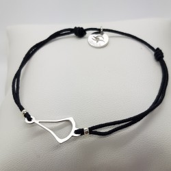 Bracelet cordon Minimaliste - Noir - rhodié