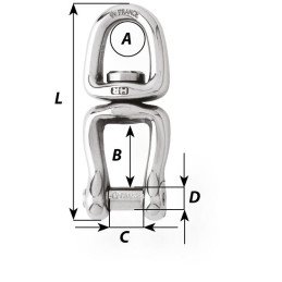 Dimensions émerillon axe 6 pans creux - axe épaulé