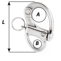 Dimensions mousqueton de drisse à œil fixe