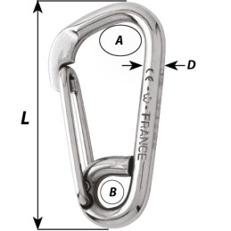 Mousqueton delta - Pour sangle - Long: 80 mm