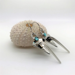 Boucles d'oreilles percées Ancre et Strass - rhodié