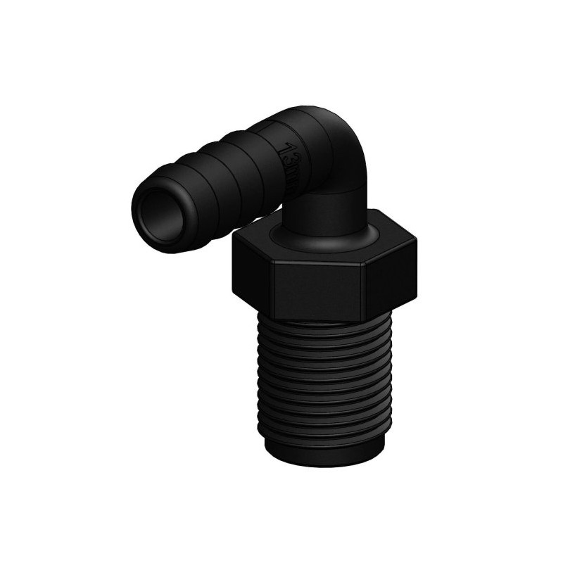 Raccord coudé à 90° MM cannelé/fileté - TRUDESIGN