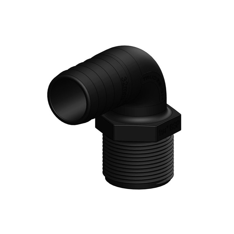 Raccord coudé à 90° MM cannelé/fileté - TRUDESIGN