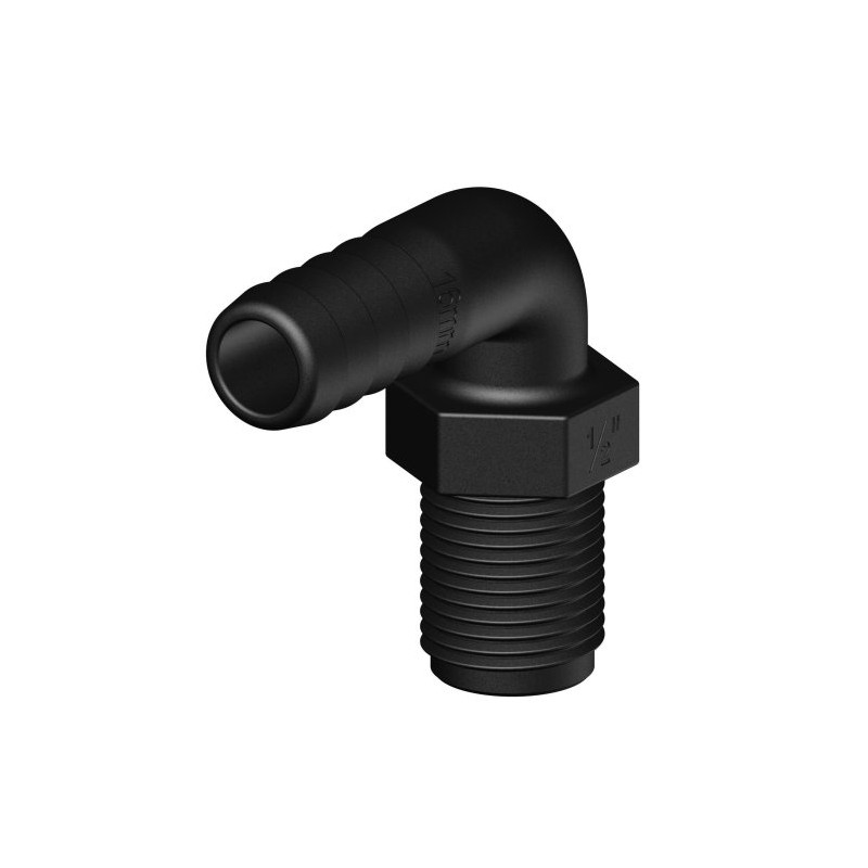 Raccord coudé à 90° MM cannelé/fileté - TRUDESIGN