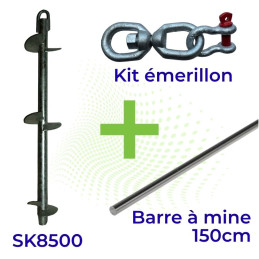 PACK SK8500 : Ancre à vis SKREW SK8500 + Kit Émerillon + Barre à mine