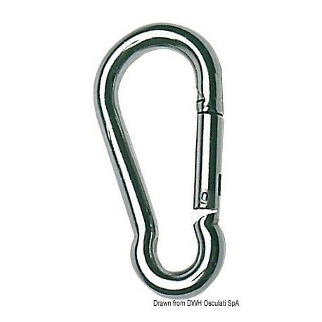 Mousqueton en inox AISI 316 poli miroir